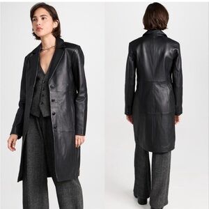 Reformation Veda Crosby 90s Longline Leather Blazer Jacket Black
